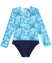 Flowers Tie & Dye Rashguard für Mädchen Marineblau Vorderansicht