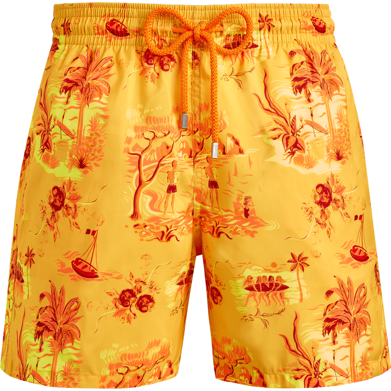Men Ultra-light And Packable Swim Shorts Toile De Jouy And Surf - Swimming Trunk - Mahina - Yellow - Size XXXL - Vilebrequin