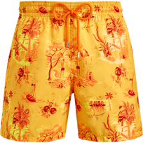 Men Ultra-Light and Packable Swim Trunks Toile de Jouy and Surf Corn front view