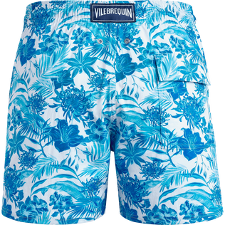 Tahiti Flowers Stretch-Badeshorts für Herren Weiss Rückansicht