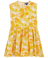 Vestito bambina in lino Tahiti Flowers Granoturco vista frontale