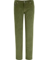 Hombre Autros Liso - Pantalón recto de terciopelo con cinco bolsillos para hombre, Aceituna vista frontal