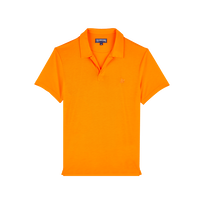 Polo en tencel homme uni Abricot vue de face