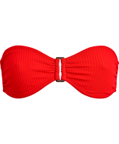 Women Ring Bandeau Bikini Top Jacquard Vichy Poppy red front view