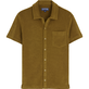 Camicia bowling unisex in spugna tinta unita Corteccia vista frontale