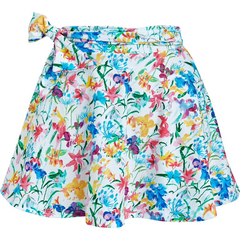 Jupe De Plage Femme Happy Flowers - Fossette - Blanc