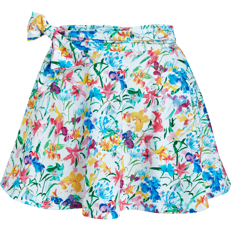 Women Beach Skirt Happy Flower - Fossette - White