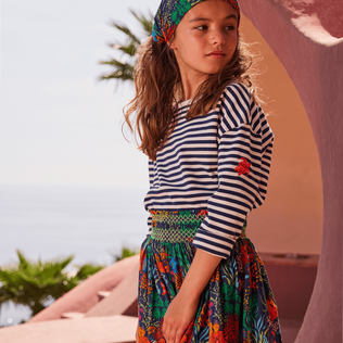 Falda con estampado Fonds Marins Multicolores para niña Azul marino detalles vista 2