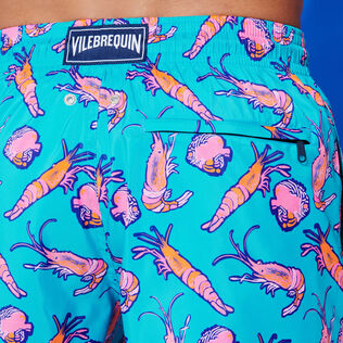 Men Long Ultra-light and packable Swim Shorts Crevettes et Poissons Curacao details view 2