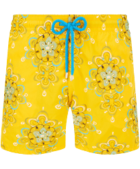 Kaleidoscope Badeshorts mit Stickerei für Herren – Limited Edition Yellow Vorderansicht