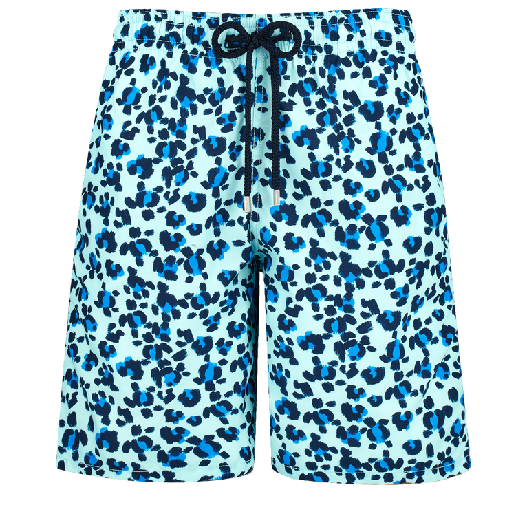 Men Long Swim Shorts Turtles Leopard - Okoa - Blue - Size L - Vilebrequin