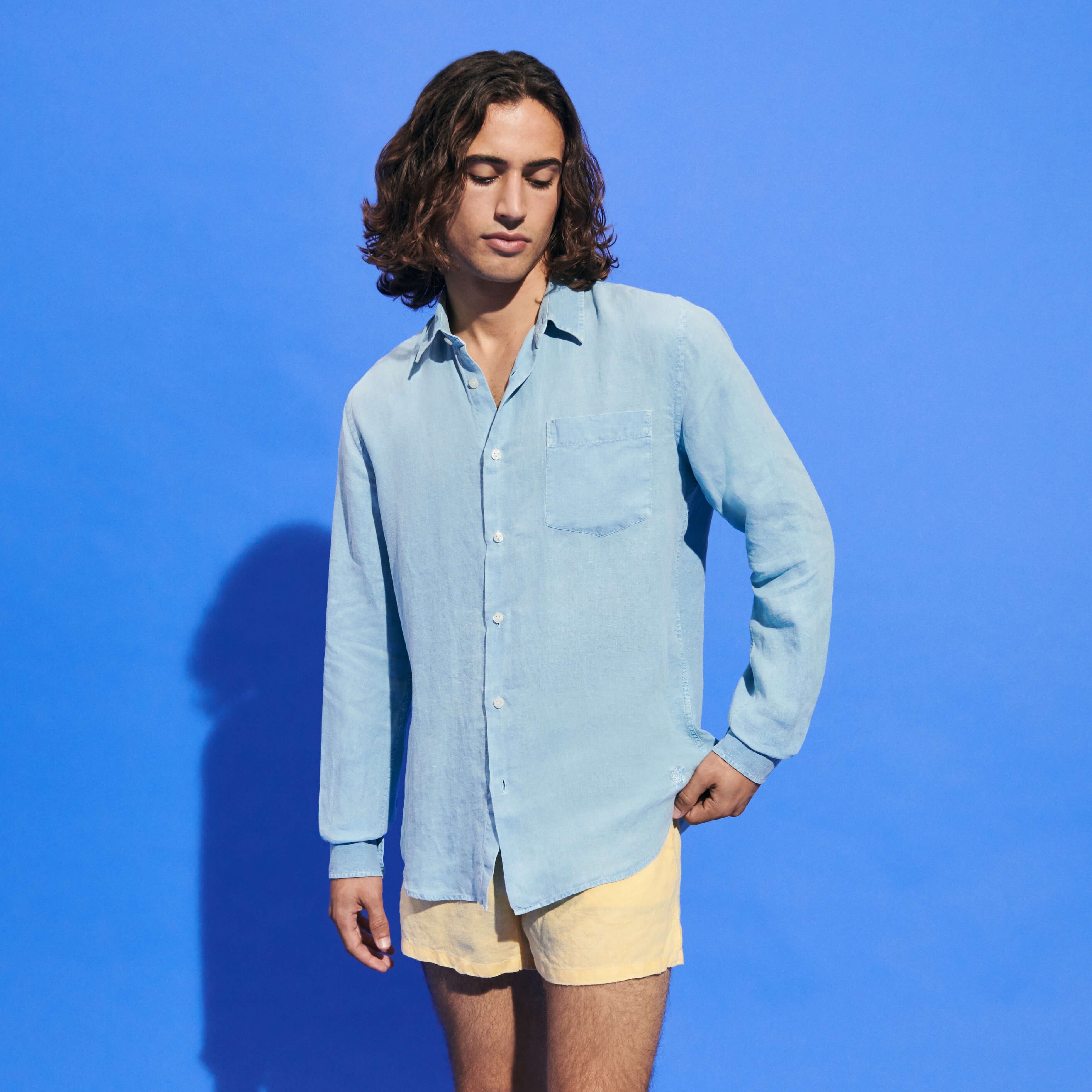 Camisa hotsell azul lino