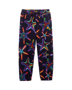 Boys Organic Cotton Jogger Pants Disco Stars Navy front view