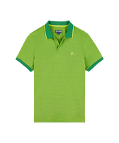 Polo de algodón de color liso para hombre Chive vista frontal