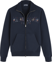 Herren Andere Bestickt - Neo Médusa Sweatshirt aus bestickter Baumwolle mit Reißverschluss für Herren, Marineblau Vorderansicht