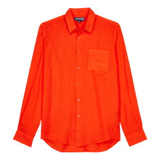 Camisa de lino lisa para hombre Nispero vista frontal