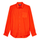 Camisa de lino lisa para hombre Nispero vista frontal