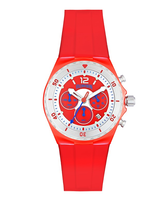 Montre chrono acier Vilebrequin Coquelicot vue de face