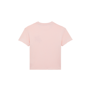 Camiseta de algodón orgánico con tortuga bordada para niño Peony vista trasera