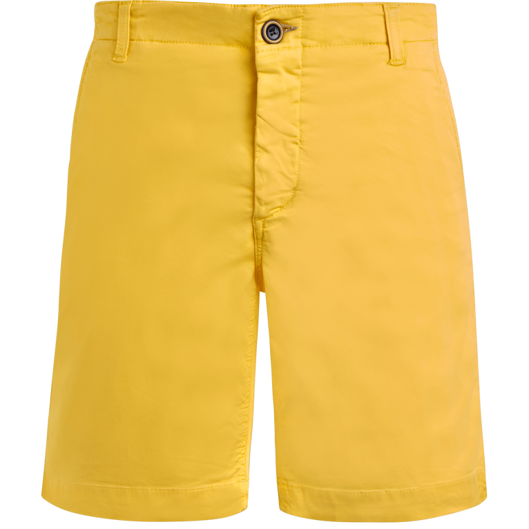 Men Tencel Satin Bermuda Shorts Solid - Bermuda - Ponche - Yellow - Size 36 - Vilebrequin