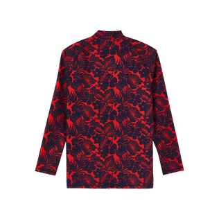 Men Zipped Long Sleeves Rashguard Flowers Poppy red back view