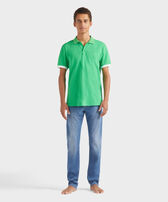 Men Cotton Polo Solid Laser front worn view