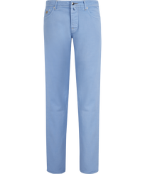 Men Linen Cotton Pants Drill 5-Pockets Solid Divine front view