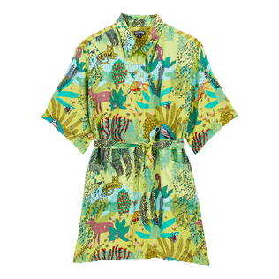 Chemisier donna in lino Jungle Rousseau Zenzero vista frontale