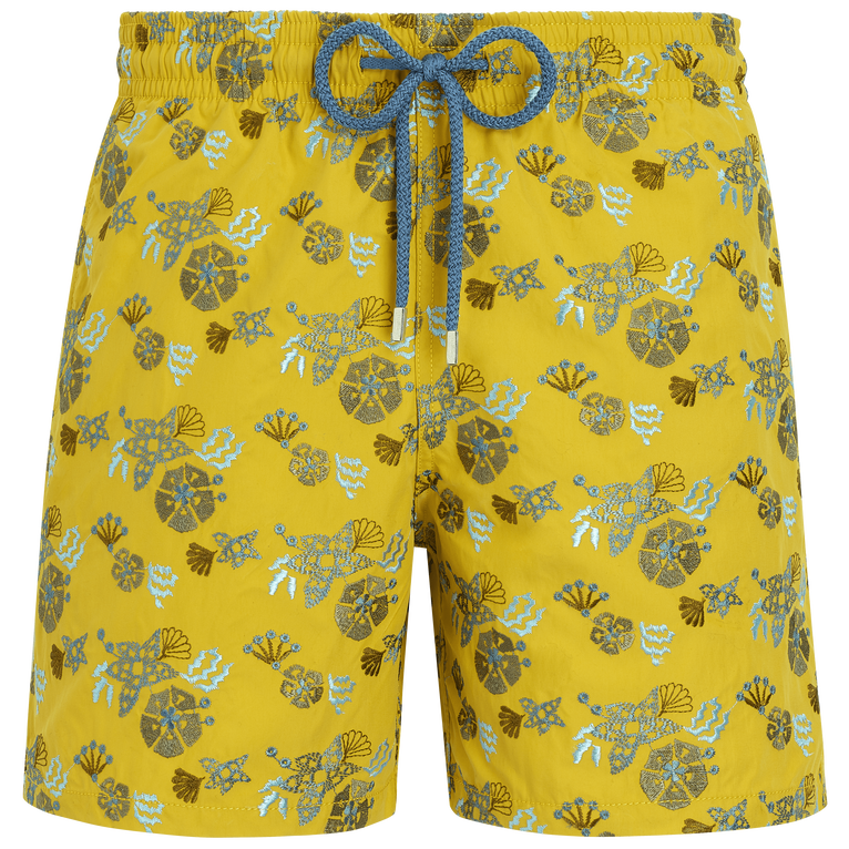Men Swim Shorts Embroidered Flowers And Shells - Swimming Trunk - Mistral - Yellow - Size XXL - Vilebrequin