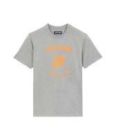 Men Cotton T-shirt Contrasted Placed Gomy Logo Heather grey front view