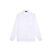 Men Linen Solid Overshirt White front view