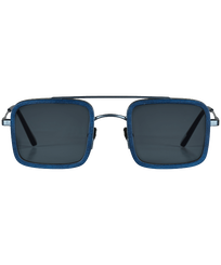Gafas de sol unisex blancas de madera Tulipwood de la colección VBQ x Shelter Azul marino vista frontal