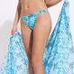 Braguita de bikini de corte tanga con estampado Flowers Tie & Dye para mujer Azul marino detalles vista 1