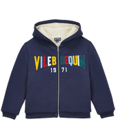 Sudadera con capucha cremallera delantera y estampado Multicolor VBQ para niño Azul marino vista frontal