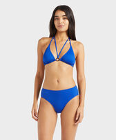 Haut de maillot de bain bicolore triangle à nouer femme Marrakech vue portée de face