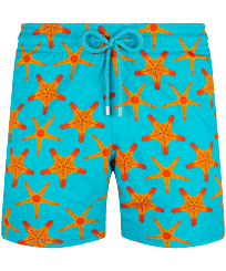 Costume da bagno uomo elasticizzato Starfish Dance Blu curacao vista frontale