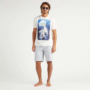 Bermuda en coton rayé homme Seersucker  Bleu jean vue de détail 1