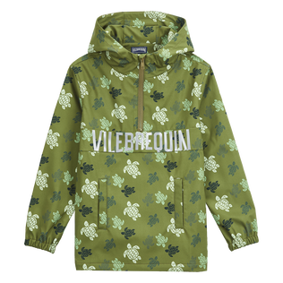Boys Hooded Jacket Ronde des Tortues Camo Khaki front view