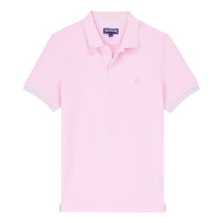 Polo en piqué coton organique homme uni Guimauve vue de face