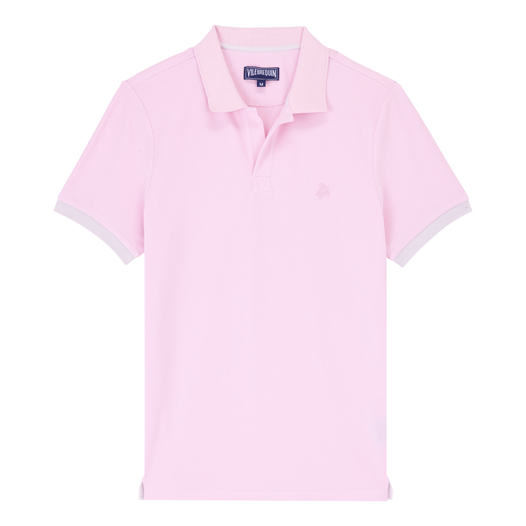 Men Cotton Polo Solid - Palatin - Pink