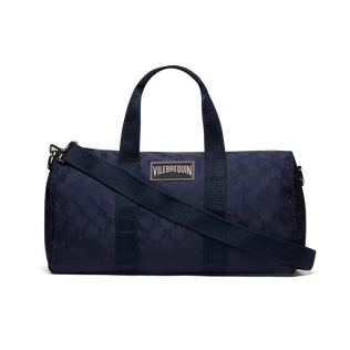 Bolso de viaje para escapadas de fin de semana con estampado de jaquard Turtle Monogram Azul marino vista frontal