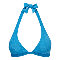 Plumes Jacquard Neckholder-Bikinioberteil für Damen Calanque Vorderansicht