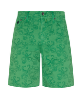 Bermudas de algodón con estampado Poulpes para hombre Chive vista frontal