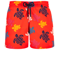 男士 Ronde des Tortues Multicolores 弹力游泳短裤 Poppy red 正面图