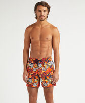 Men Stretch Short Swim Shorts Monoi Turtles Apricot front worn view