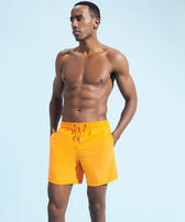 Men Swim Trunks Solid Carrot front worn view