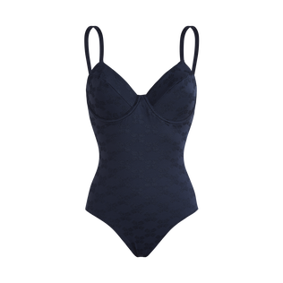 女士 Turtles Monogram 带钢圈连体泳装 Navy 正面图