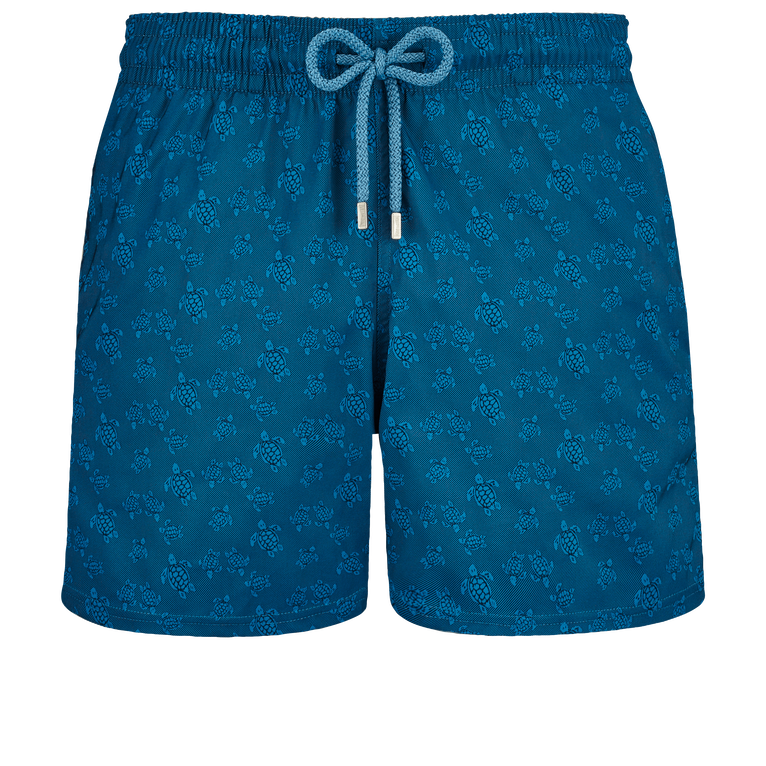 Men Stretch Short Swim Shorts Jacquard Tortue - Moorise - Blue - Size XS - Vilebrequin