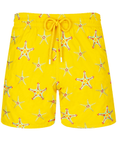 Men Swim Trunks Embroidered Starfish Dance - Limited Edition Sunflower front view