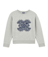 Sudadera de algodón orgánico con estampado acolchado Tribal Turtles para niña Gris jaspeado vista frontal